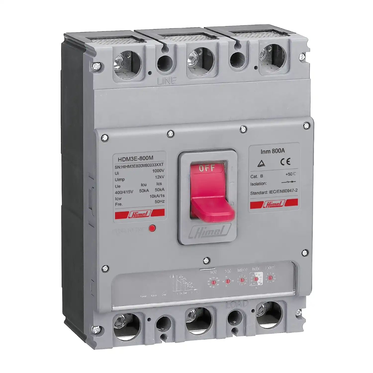 HDM3E800M800C3XX - Molded case circuit breaker, HDM3E, 800M, 4P, electronic, C 800 A, 40 C - 1