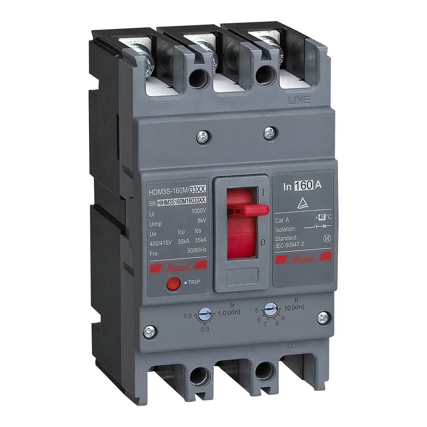 HDM3S160M12533XX - Molded case circuit breaker, HDM3S, 160M, 125A 3P, TM, adjustable, 40℃ - 1