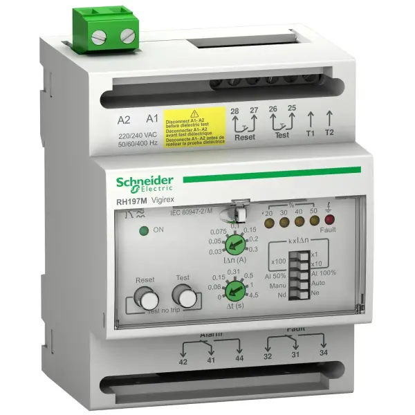 Schneider Electric - 56517 - Kaçak akım rölesi RH197M - 0,03..30 A - 0..4,5 s - 240 V - 1