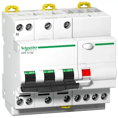 Schneider Electric - A9D31706 - Acti9 DPN N Vigi - RCBO - 3P+N - 6A - C Eğrisi - 6000A - 30mA - tip AC - 1