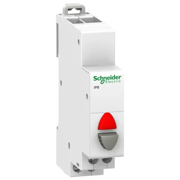 Schneider Electric - A9E18039 - Acti9 iPB 1NK gri tek basmalı düğme - gösterge ışığı kırmızı 12 - 48Vac/dc - 1