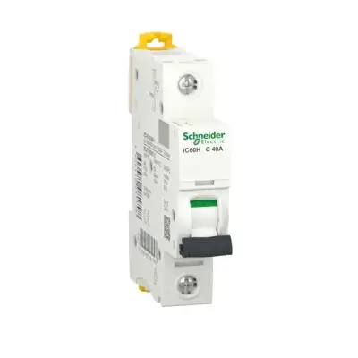 Schneider Electric - A9F84140 - Minyatür devre kesici, Acti9 iC60H, 1P, 40 A, C eğrisi, 10000 A (IEC 60898-1), 15 kA (IEC 60947-2) - 1