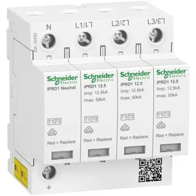 Schneider Electric - A9L16482 - Modüler Parafudr, Acti9 iPRD1 12.5, 3 P + N, 350 V, Uzaktan Transferli - 1