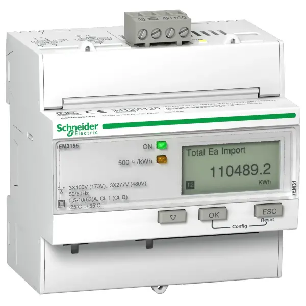 Schneider Electric - A9MEM3155 - iEM3155 enerji ölçüm cihazı - 63 A - RS485 - 1 dijital G - 1 dijital Ç - çoklu tarife - 1