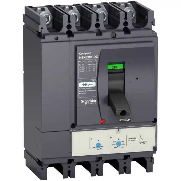 Schneider Electric - LV438262 - devre kesici ComPact NSX400F DC, 750 VDC'de 36 kA, TM - DC açma ünitesi, 400 A değerinde, 4 kutuplu - 1