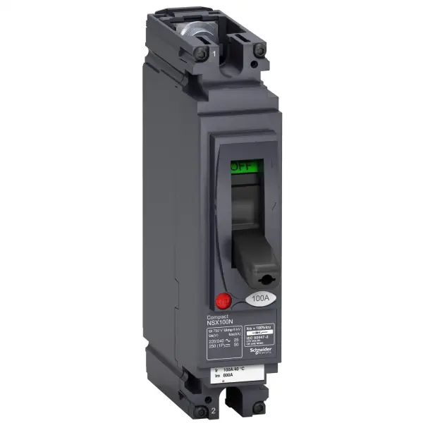 Schneider Electric - LV438579 - circuit breaker ComPact NSX100N AC/DC, 25 kA at 240 VAC, TMD trip unit 80 A, 1 pole 1d - 1