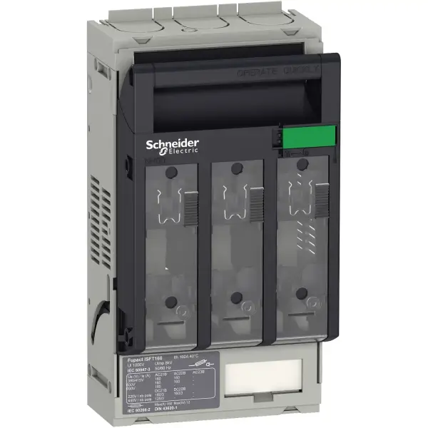 Schneider Electric - LV480801 - Fuse switch disconnector, FuPacT ISFT160, 160 A, DIN NH00, 3 poles, backplate mounting, M8 terminals - 1