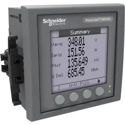 Schneider Electric - METSEPM2210 - EasyLogic PM2210, Enerji Kalite Analizörü, Total harmonik, LCD ekran, Pulse, class 1 - 1