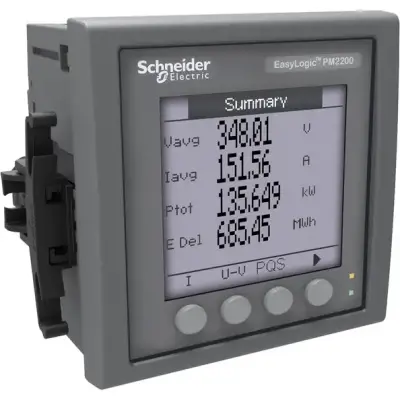Schneider Electric - METSEPM2220 - EasyLogic PM2220, Enerji Kalite Analizörü, 15. harmoniğe kadar harmonik ölçümü, LCD ekran, RS485 port üzerinden haberleşme, class 1 - 1