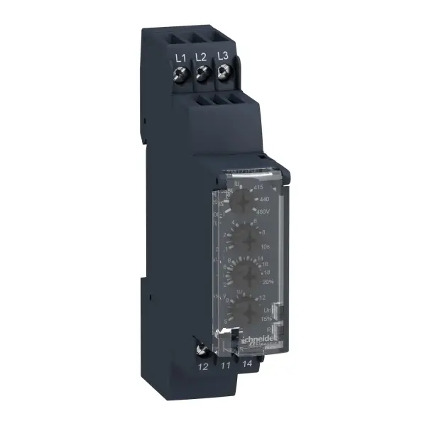 Schneider Electric - RM17TE00 - Harmony, Modüler çok fonksiyonlu 3 fazlı besleme kontrol rölesi, 5 A, 1 CO, 183 - 528 V AC - 1