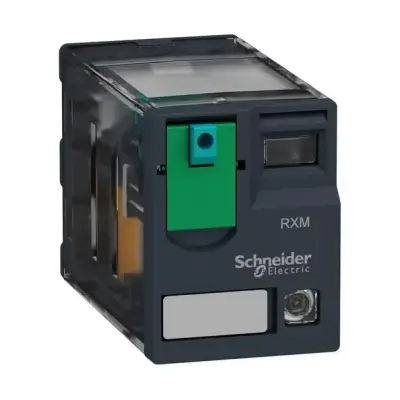 Schneider Electric - RXM2AB2BD - Harmony, Minyatür soketli röle, 12 A, 2 CO, LED'li, kilitlenebilir test butonu, 24 V DC - 1