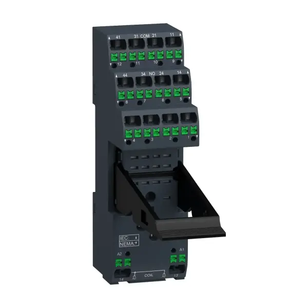 Schneider Electric - RXZE14P - Harmony, Kıskaçlı İt - Yerleştir Soket, RXM Röleler İçin, 12 A/2 K/A, 6 A/4 K/A, İçe İtmeli Terminalli, Ayrı Kontaklı - 1