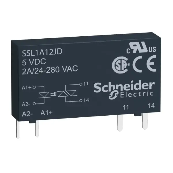 Schneider Electric - SSL1A12BD - Harmony, Katı hal ince röle, 2 A, sıfır gerilim anahtarlama, giriş 15...30 V DC, çıkış 24...280 V AC - 1