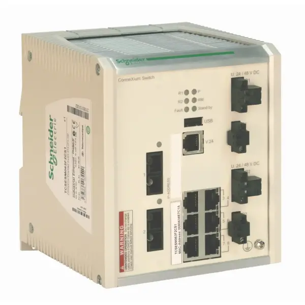 Schneider Electric - TCSESM063F2CU1 - ConneXium Genişletilmiş Yönetilen Switch - Bakır için 6 port + fiber optik çok modlu için 2 port - 1
