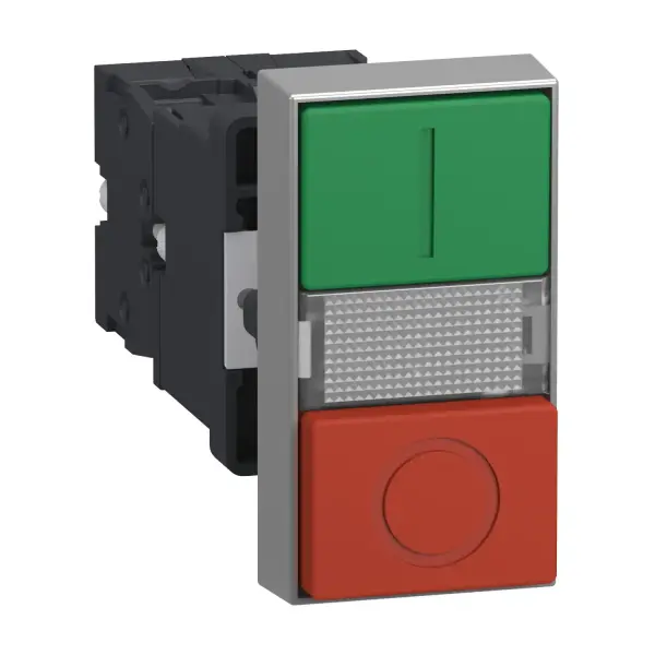 Schneider Electric - XA2EW7L3741M5 - Double head pushbutton, plastic, flush push, green with 