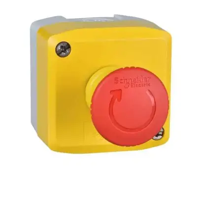 Schneider Electric - XALK1781H29 - Harmony, Kontrol kutusu, Plastik, Sarı, 1 Kırmızı mantar kafalı buton Ø40, Acil durdurma butonu, 1 NK, EMERGENCY STOP etiket tutuculu - 1