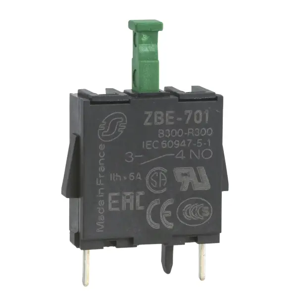 Schneider Electric - ZBE701 - Harmony XB4, Single Kontak blok, gümüş alaşım, baskılı devre kartı için pinler, 1 NO - 1