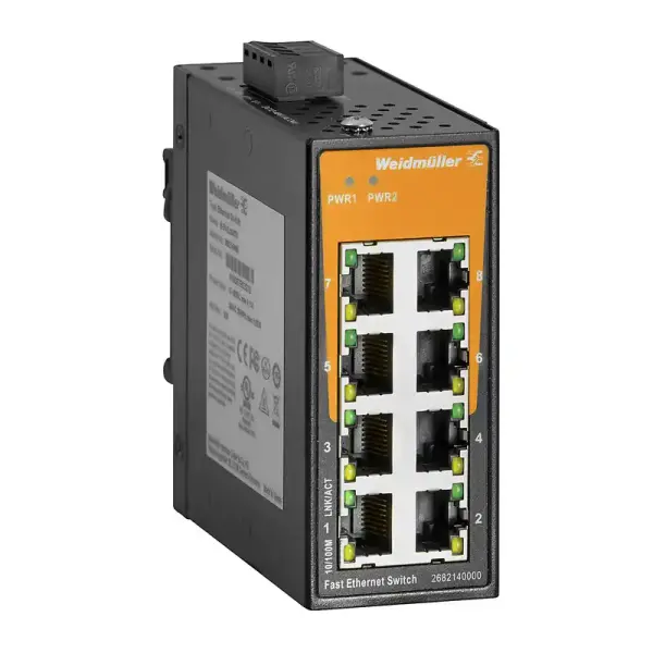 Weidmüller - 2682140000 - ie-sw-el08-8tx ethernet sviç 8 port 12-48 v dc / 18-36 v ac 10/100 base tx metal - 1